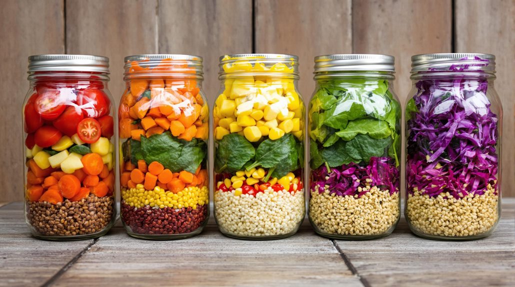 Make-Ahead Mason Jar Rainbow Quinoa Salads